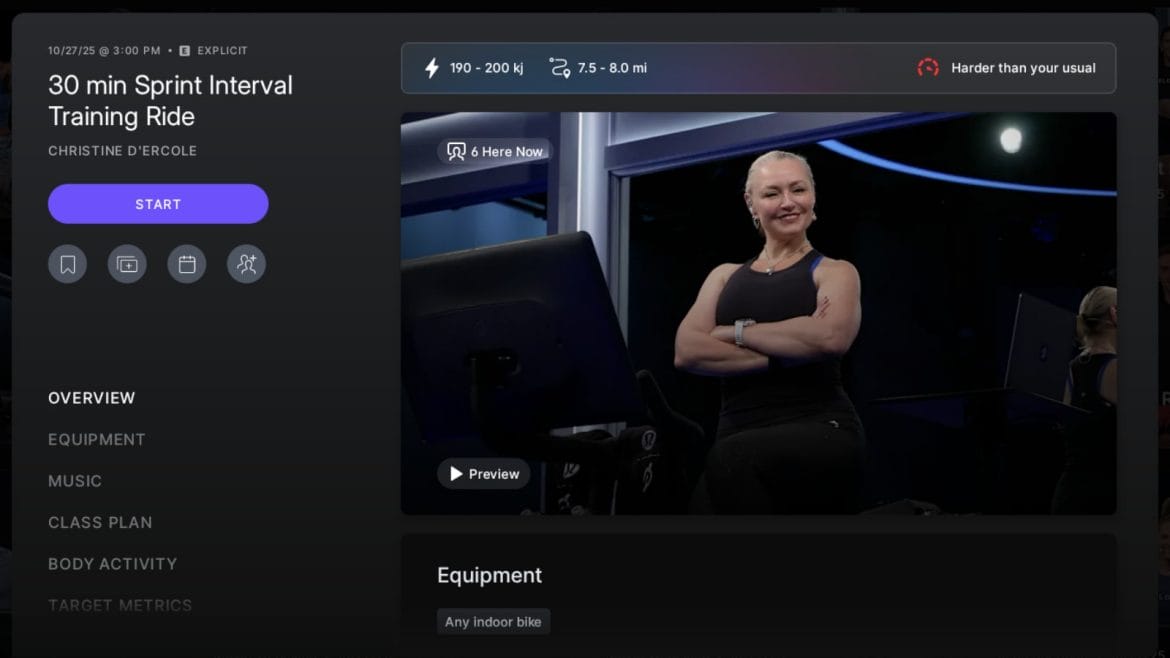 Peloton Cardio Performance Estimates feature recommending a class "harder than your usual."