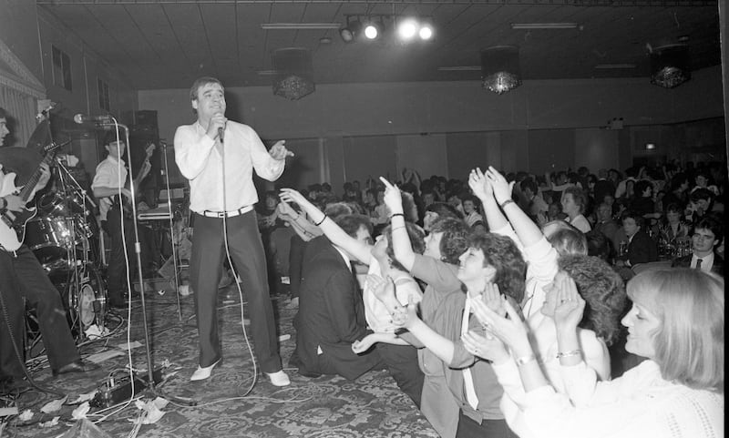 Joe Dolan at the Breamor Rooms, Churchtown, Dublin, circa January 1986. Photograph: Independent News And Media/Getty