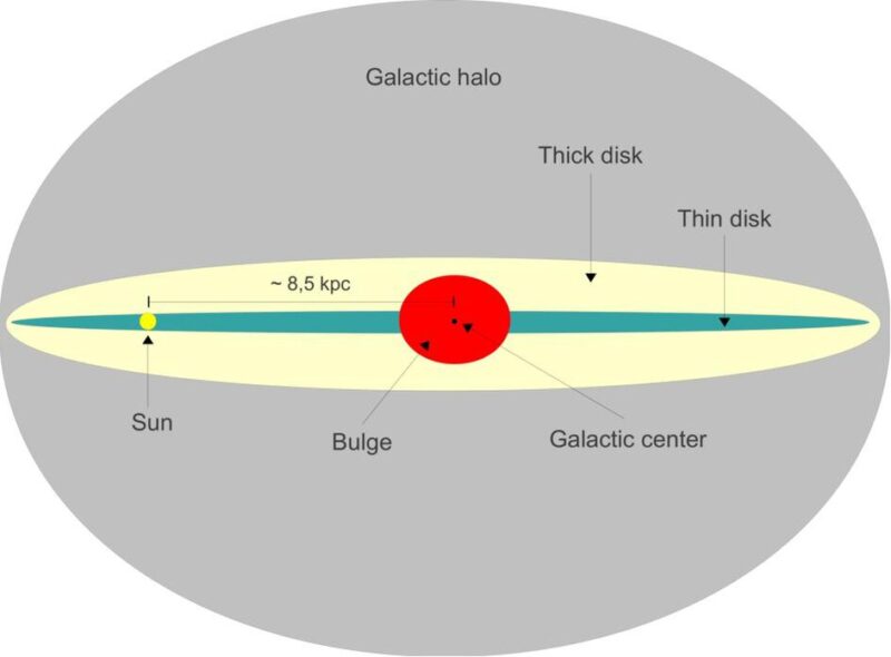 Diagram: 3 concentric ovals, large gray, thin yellow, and almost flat blue one, and a red bulge in the middle.