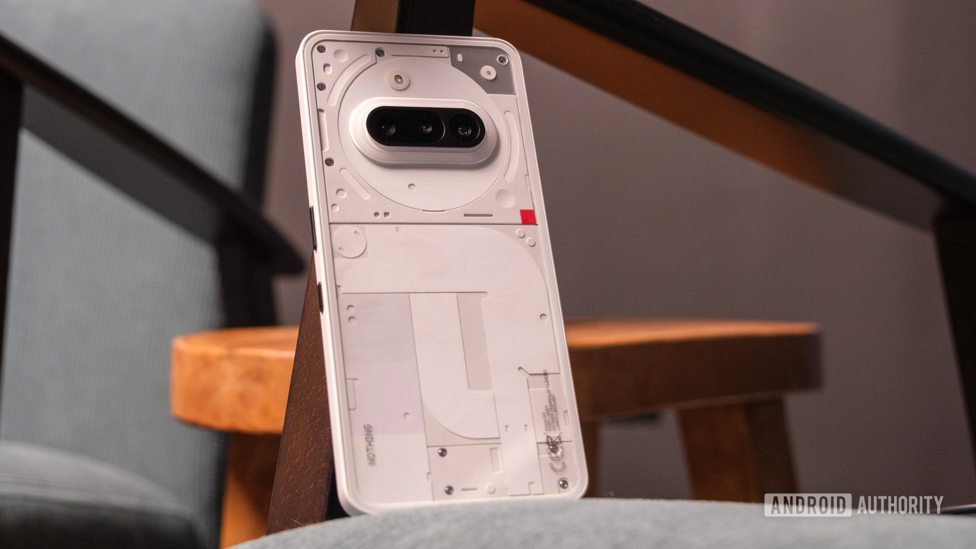 Nothing Phone 3a angled on chair