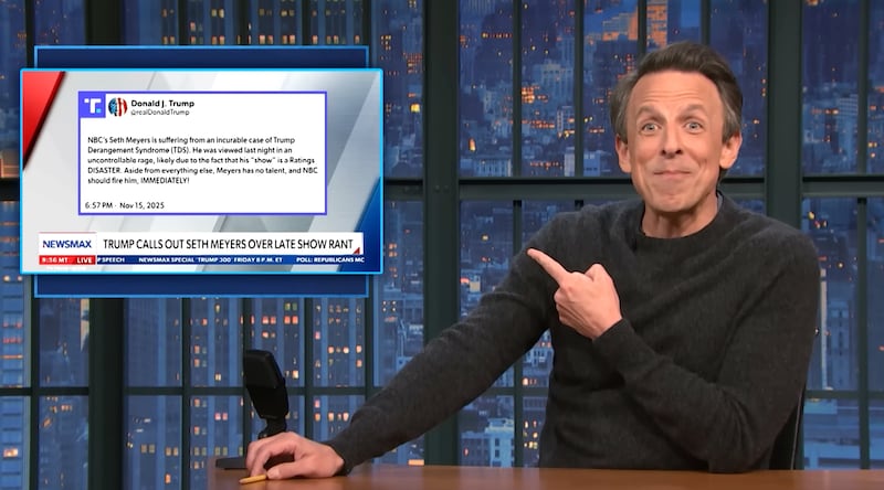 Late Night with Seth Meyers, Meyers reacting to Trump's post.