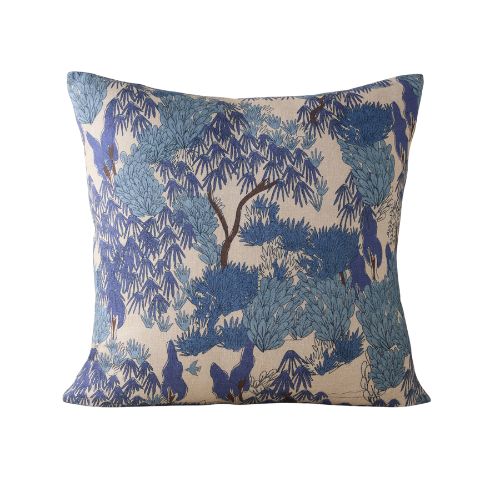 Garden Walk Linen Cotton Pillow, Blue