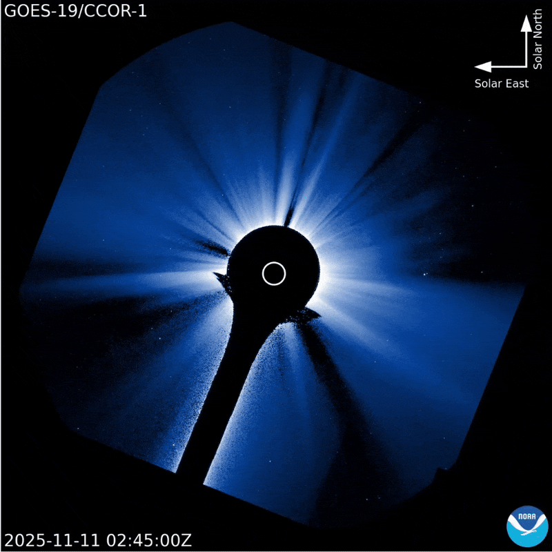 gif animation showing the CME lifting off from the sun after the X5.1 solar flare.
