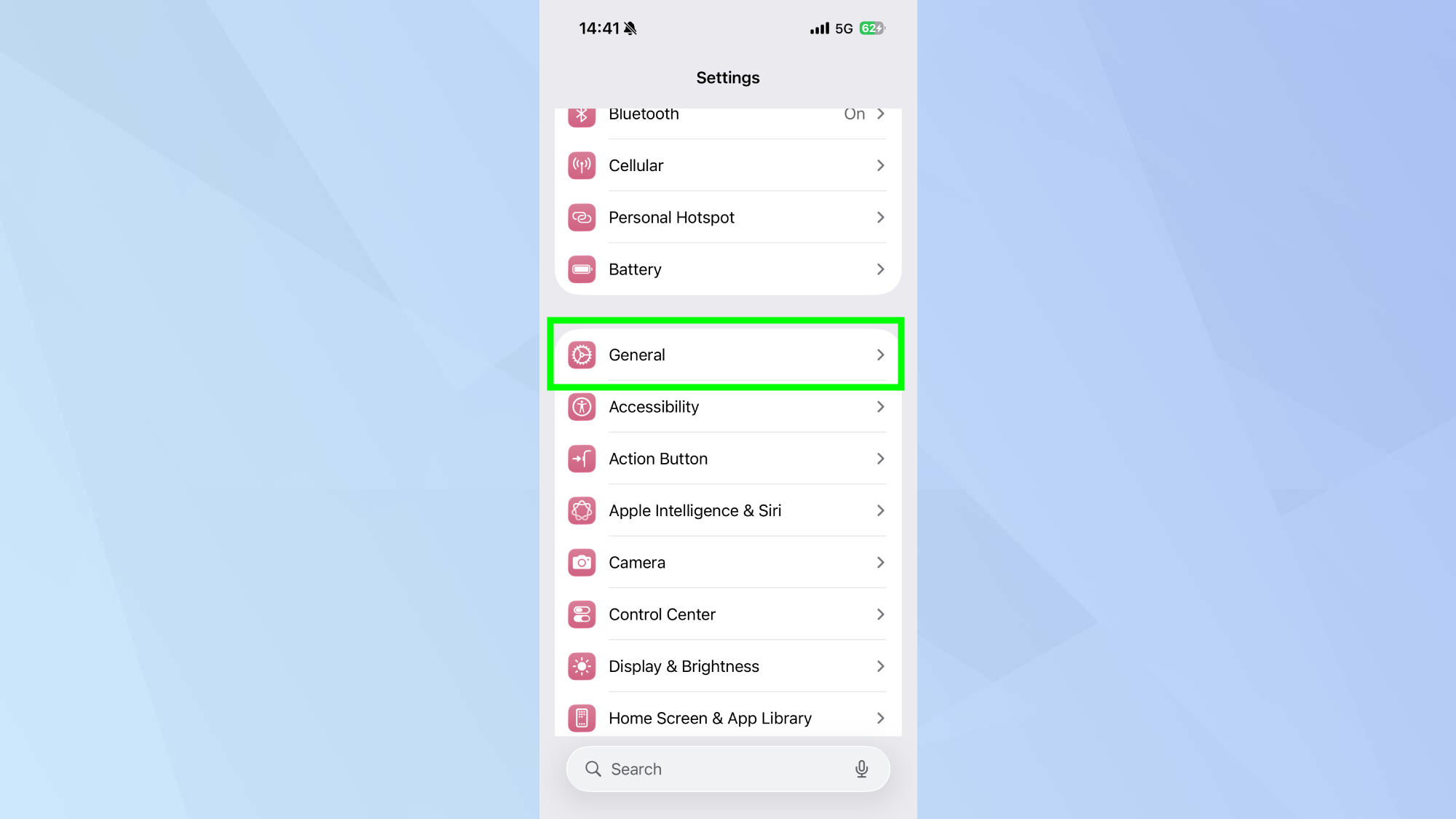 iPhone general settings