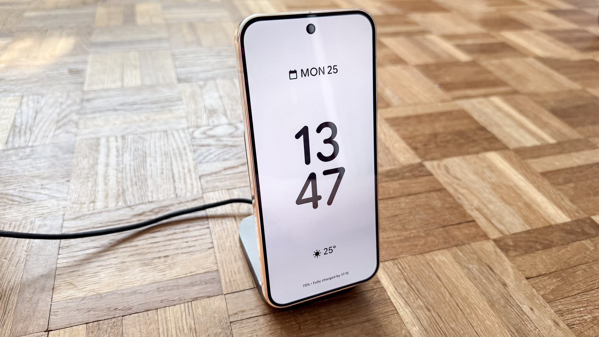 Google Pixel 10 Pro XL charging on MagSafe stand