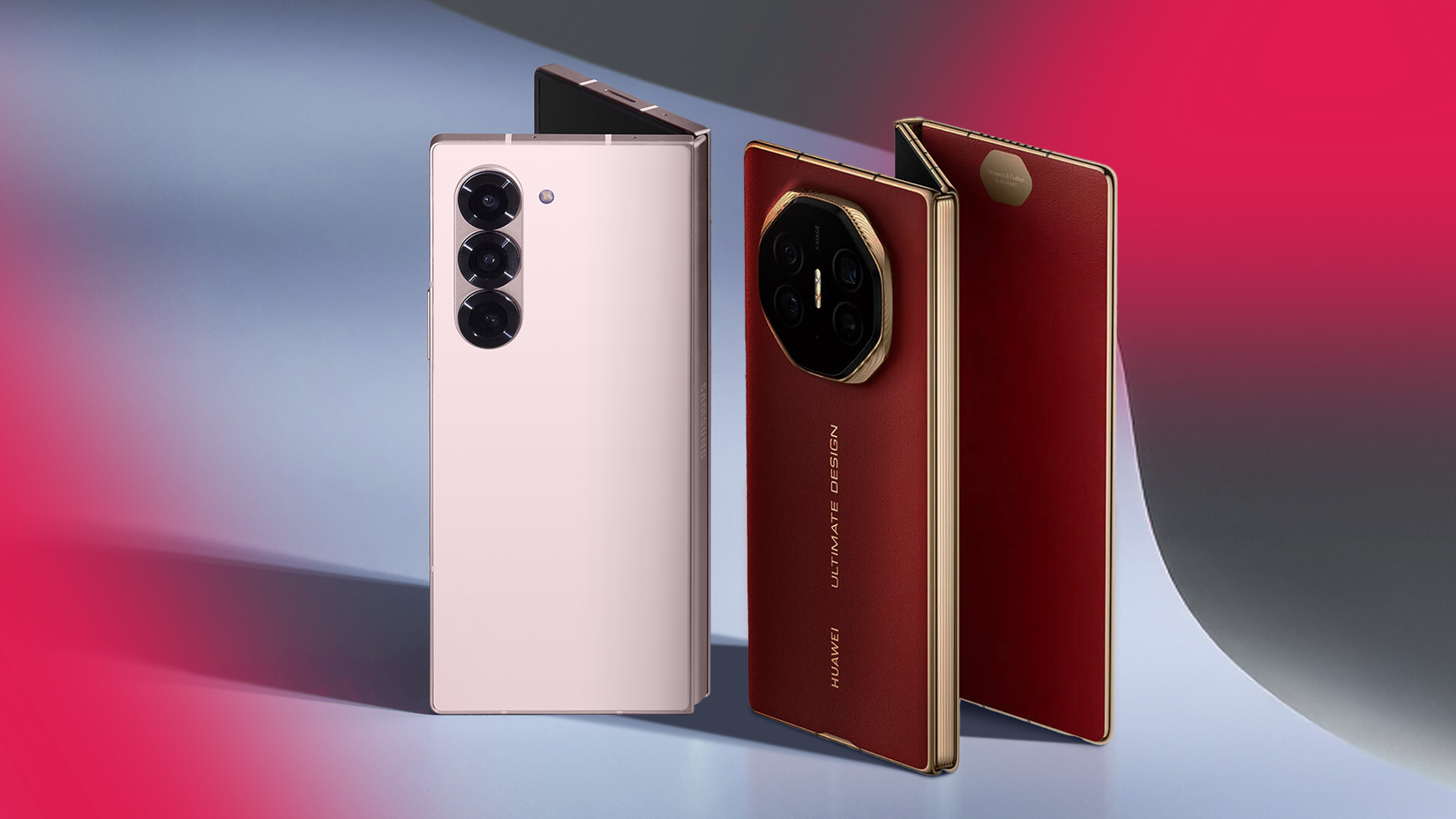 A Galaxy Z Fold 6 next to a Huawei Mate XT trifold