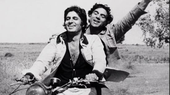 Amitabh Bachchan and Dharmendra in the 1975 blockbuster Sholay.