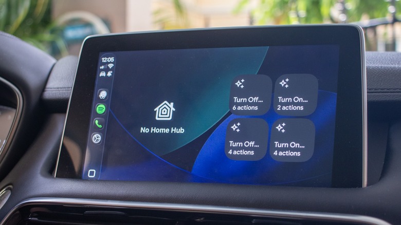 Apple Home and Google Home on a car's infotainment screen