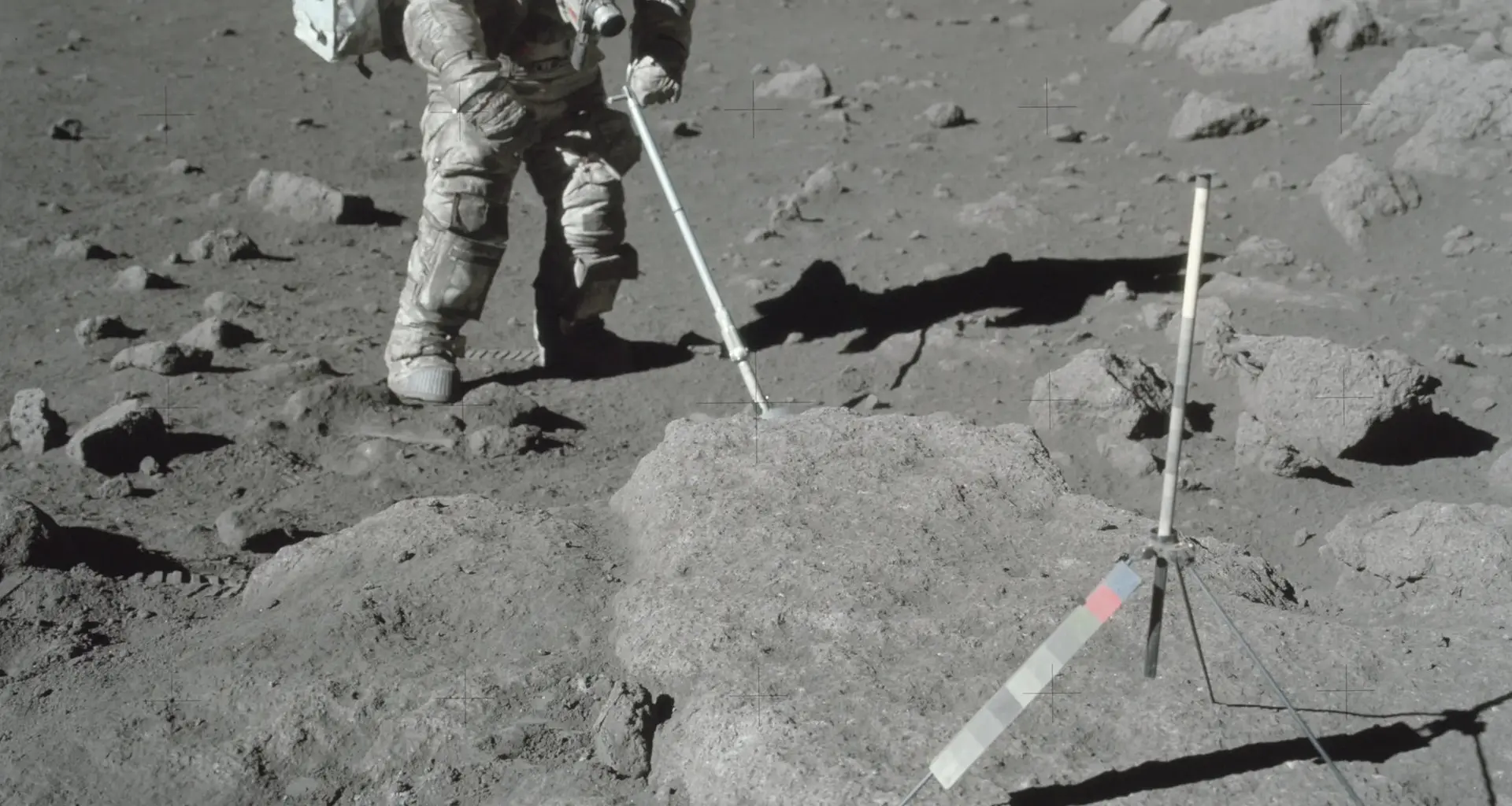 Harrison "Jack" Schmidt, one of the Apollo 17 astronauts, covered in dust during an EVA on the lunar sufrace. Credit - NASA