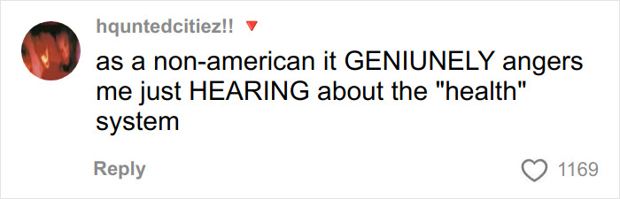 User comment expressing frustration about the American health system related to paying for ambulance rides.