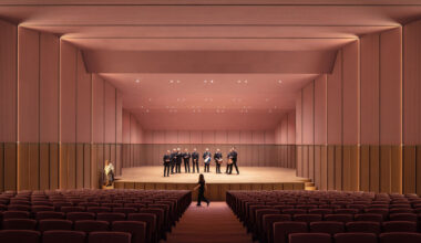 bright pink interior revitalizes sax adaptive acoustic music hall in spain