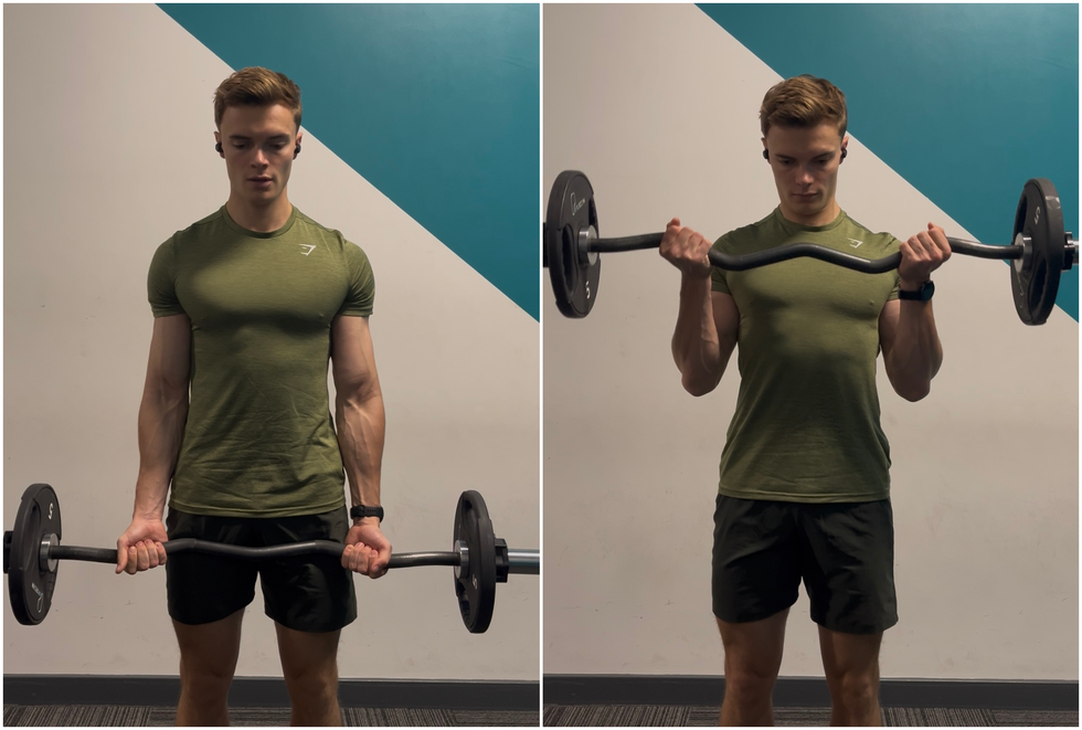 ez bar bicep curl alan ritchson workout