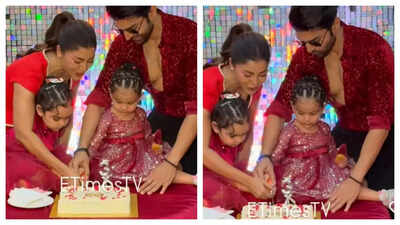 Debina Boneerjee and Gurmeet Choudhary celebrate daughter Divisha's birthday; family twins in red