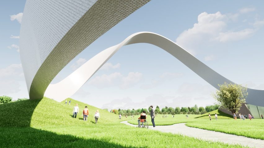 Render of the Eternal Wall of Answered Prayer by Snug Architects