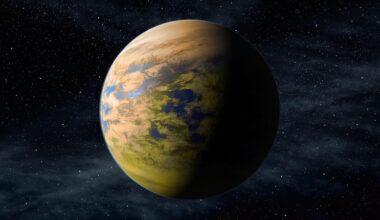 Colorful life on exoplanets: Rocky planet with bright, colorful clouds in its atmosphere.