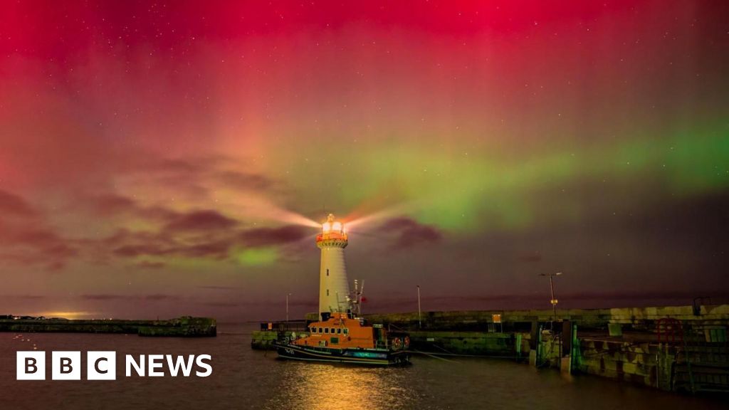 Aurora borealis shine across Northern Ireland