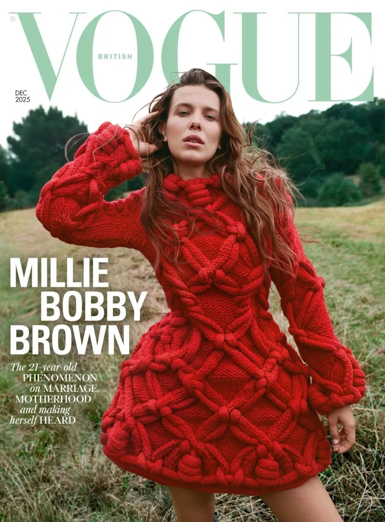 UK Vogue December 2025 : Millie Bobby Brown by Sebastian Faena 