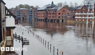 Flood warnings in place as River Ouse in York reaches peak
