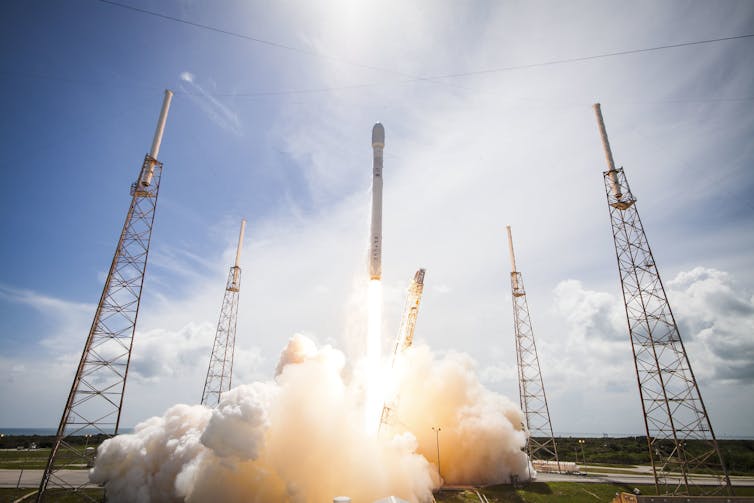 A SpaceX Falcon 9 rocket launch.