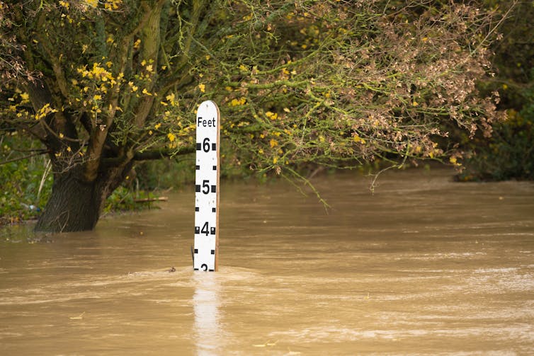 river gauge water level, flooded waters
