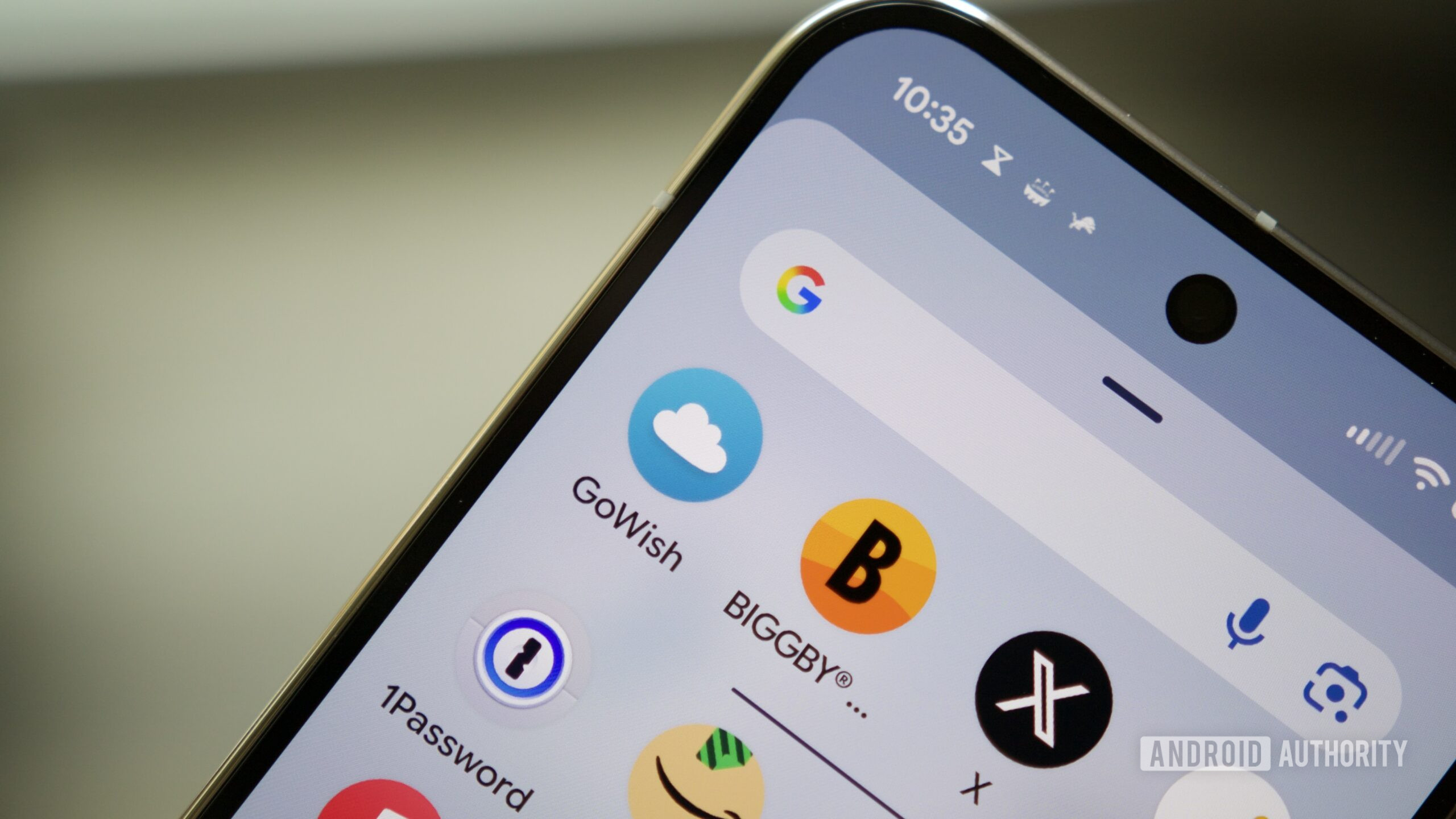 GoWish app icon on an Android phone.