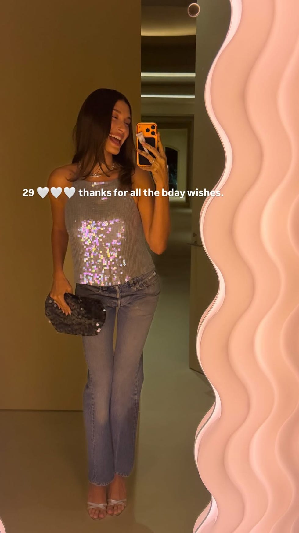 hailey bieber's 29th birthday mirror selfie