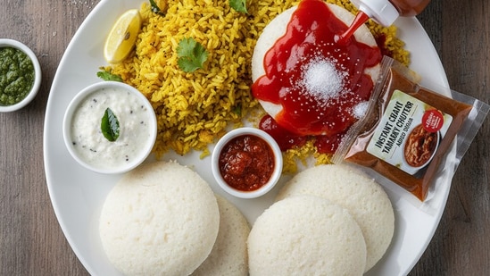 Even healthy options like idli or poha can become unhealthy when paired with ketchup or packaged chutneys that have added sugar. (Made using Gemini AI)
