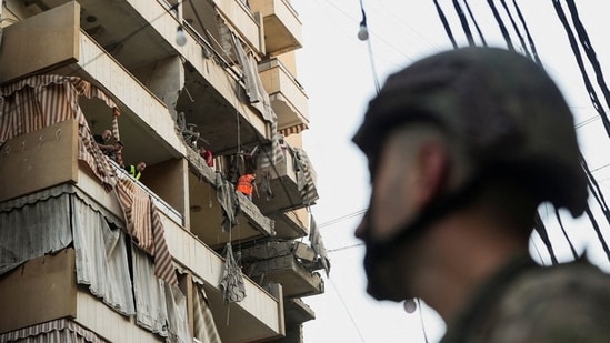 A building damaged by Israeli military strike in Lebanon on Sunday.
