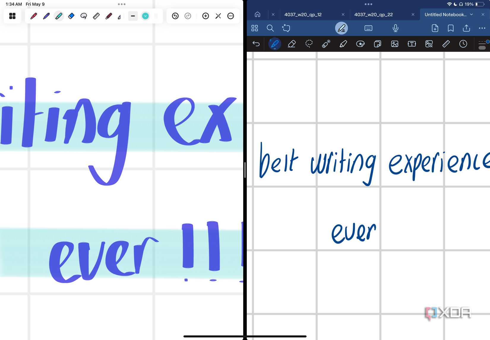 Notedrafts and Goodnotes zoom compared side by side