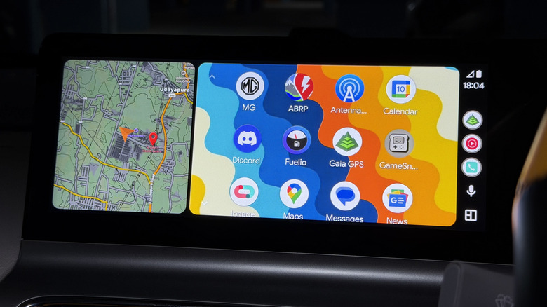 Android Auto interface inside a car