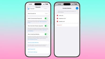 ios 26 2 passwords excluded websites