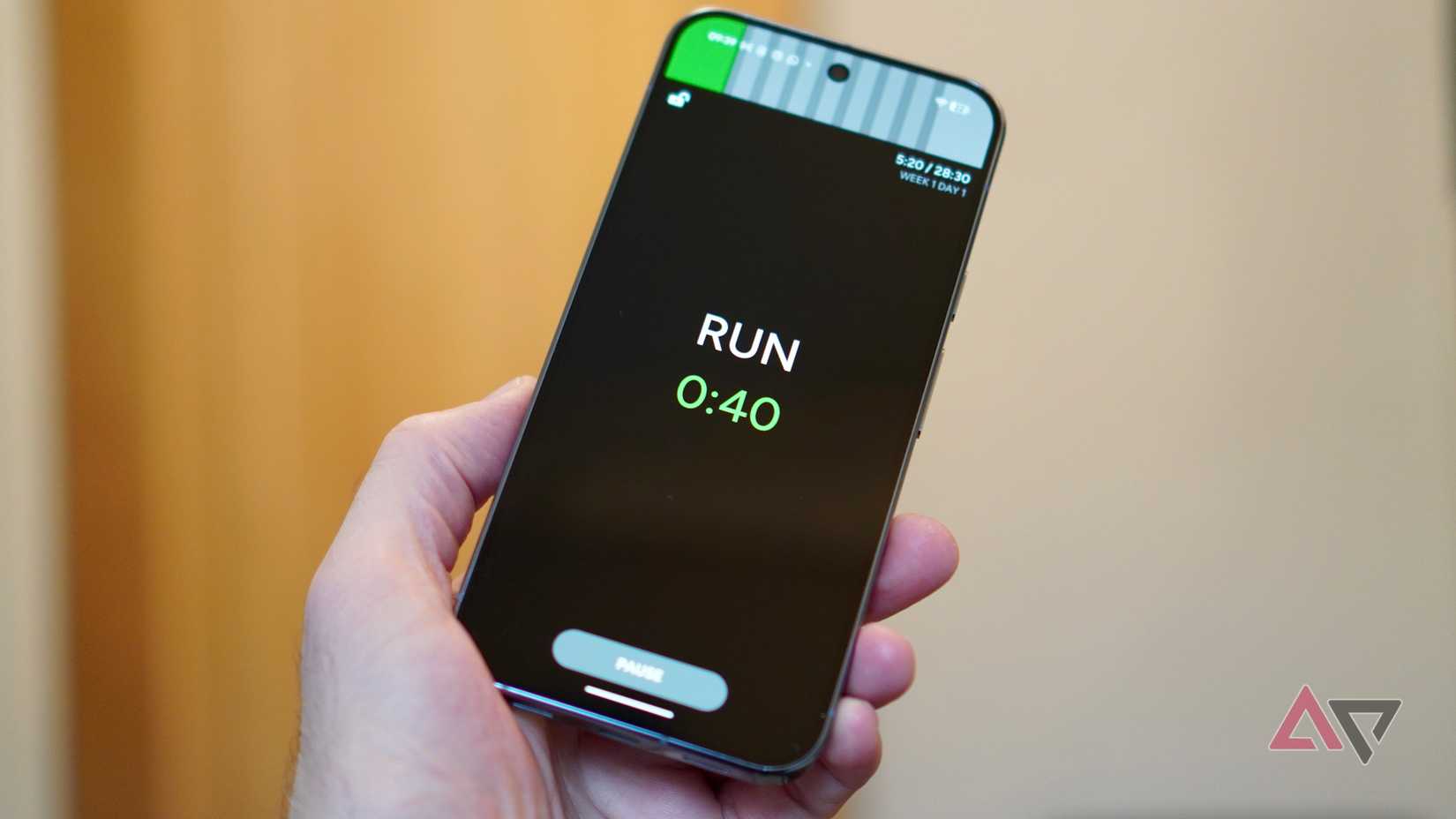 The Just Run app on the Google Pixel 10 Pro XL