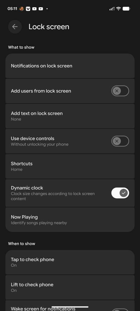 Lock screen settings in Android