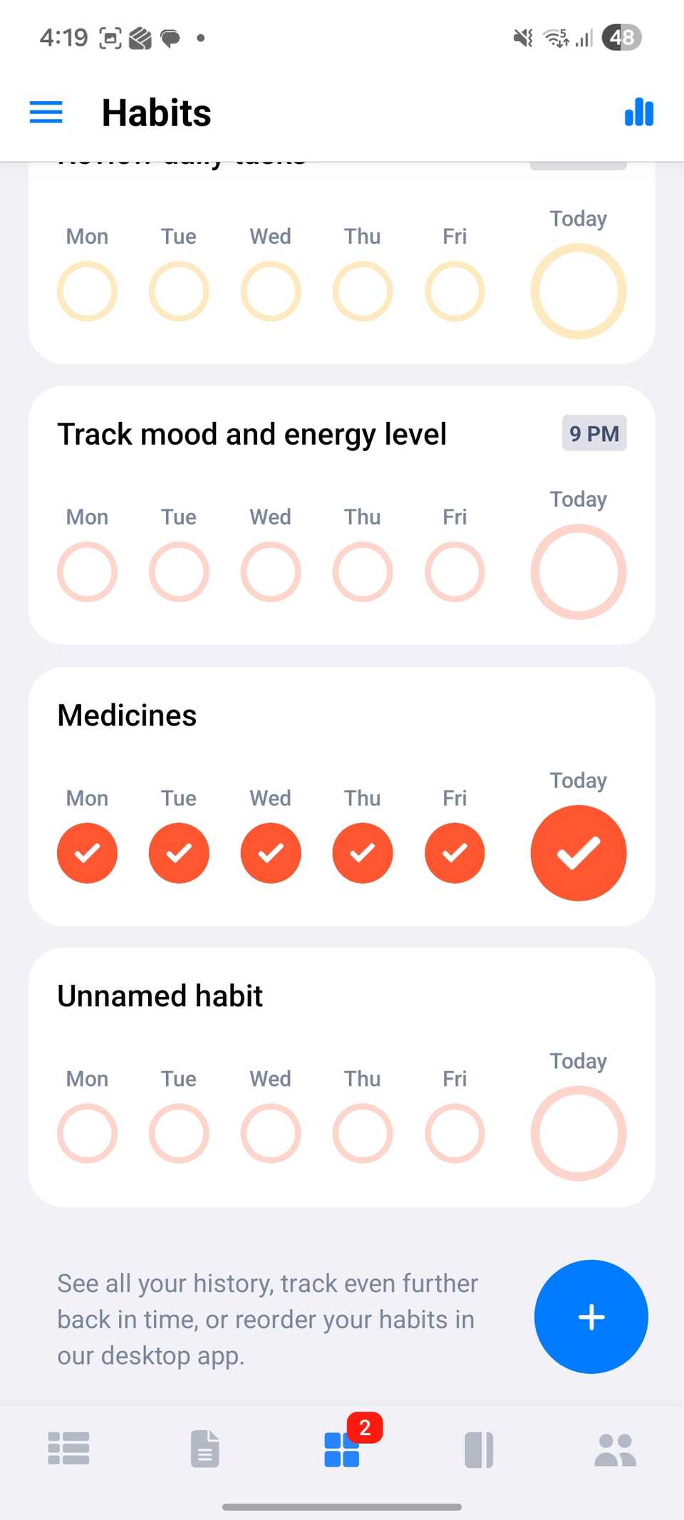 Lunatask habit tracker