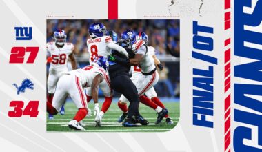 Giants fall to Lions, 34-27, in OT