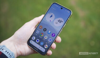 Someone holding a Pixel 10 Pro with its screen on.