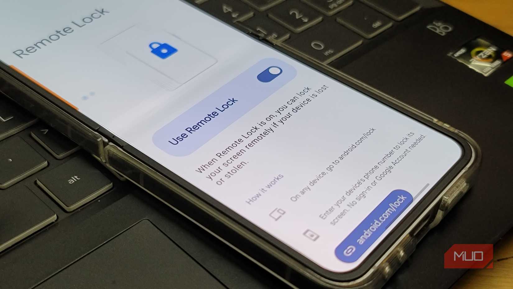 Remote lock option visible on a Samsung Galaxy Z Flip 6