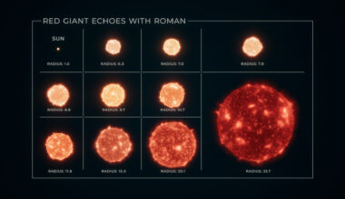 Artist’s concept of the Sun and several red giant stars