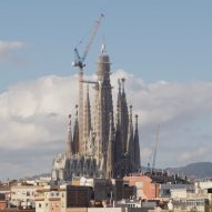 Tower of Jesus Christ under construction at the Sagrada Familia in Barcelona
