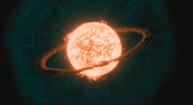 star circled by debris