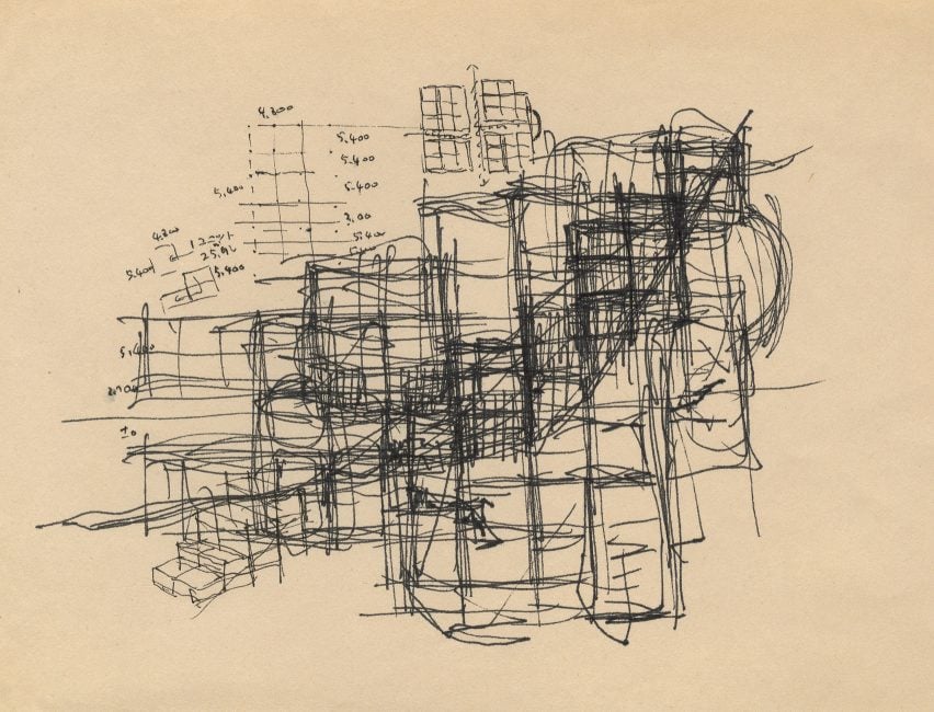 Tadao Ando's sketch of Rokko Housing 