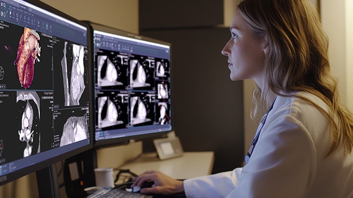 Radiologist using web diagnostic viewer -