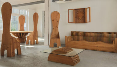 mario ceroli crafts a pine-carved 'domestic theater' in milan