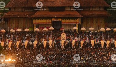 An image taken during the Kudamattom of Thrissur Pooram. File Photo: Manorama.