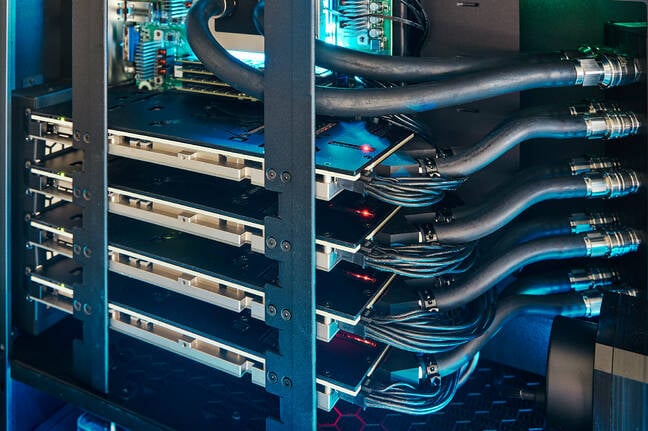 The QuietBox’s main attraction is its four liquid-cooled Blackhole P150 accelerators.