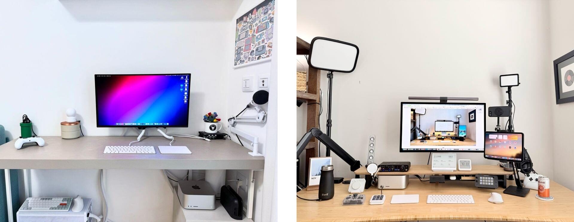 Our desk setups. Federico (left) and John (right).