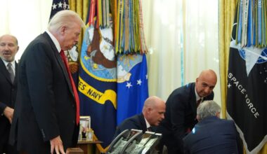 Drug company representative collapses during Oval Office event