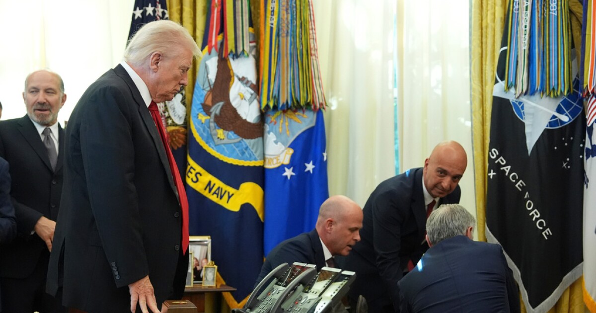 Drug company representative collapses during Oval Office event