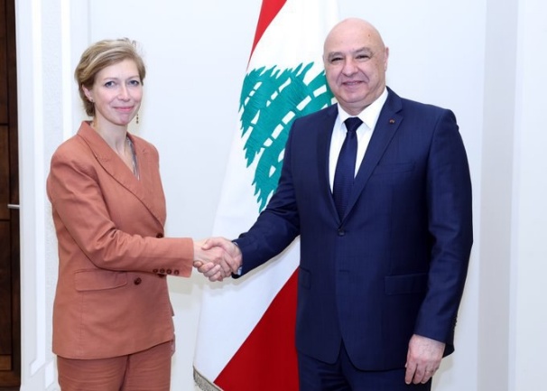 Aoun meets with Anne-Claire Legendre (Lebanese presidency office X account, November 13, 2025)