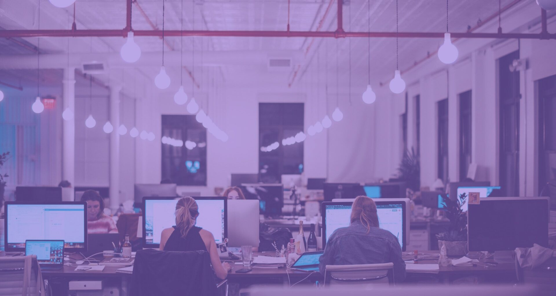 People working late in an office